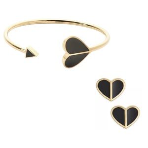 KATE SPADE • Black Heritage Heart Cuff Bracelet Earrings Set